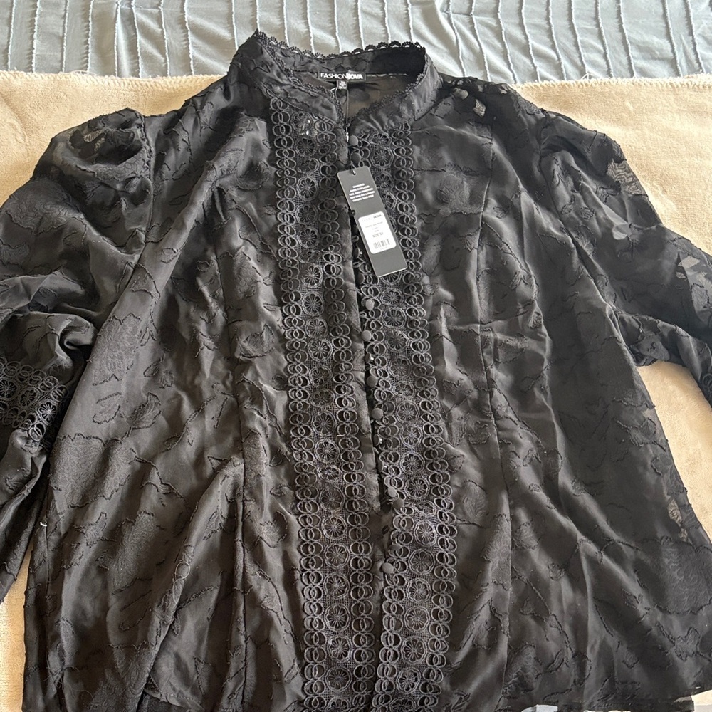 Fashion Nova Black Lace Blouse